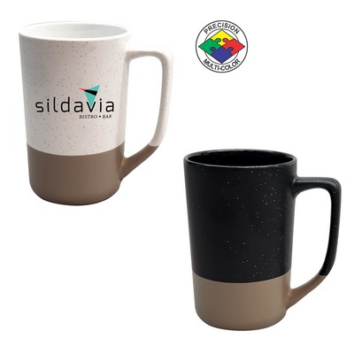 16 Oz. Tall Phoenix Cafe Mug - Satin Speckled Black & Warm Gray Base - Dishwasher Safe - Spot Color