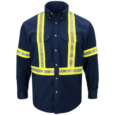 Bulwark™ Men's Dress Uniform Shirt w/Reflective Trim - Navy Blue
