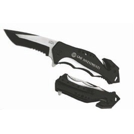 Handled Stainless Steel Rescue Knife with Black/Silver Aluminum Handle