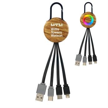 Wood Grain Clip Dual Input 3" 1 Charging Cable