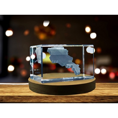 Armenia 3D Engraved Crystal Trophy Award w/LED Base Light
