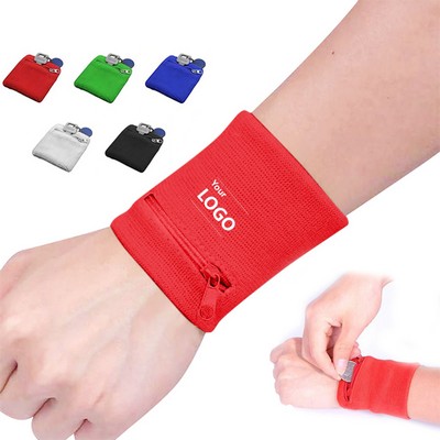 Terry Cotton Wristband w/Zipper Pocket