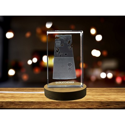 Saskatchewan 3D Engraved Crystal Award Trophy