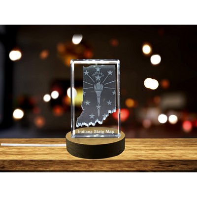 Indiana 3D Engraved Crystal Trophy Award w/LED Base Light - Elegant Home Decor