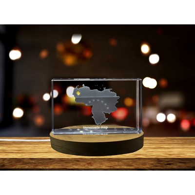 Venezuela 3D Engraved Crystal Trophy Award Keepsake w/LED Base Light