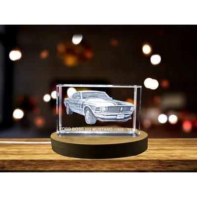 Muscle Car Legend: Ford Boss 302 Mustang (1969 1970) - 3D Engraved Crystal Tribute