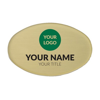 The Mighty Badge 50 Unit Kit, Gold Oval, Pin Fastener, For Laser Printer