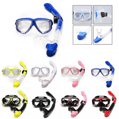 Tempered Glass Silicone Diving Mask Snorkel Set
