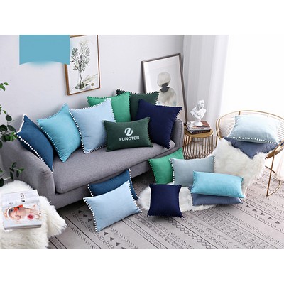 15 x 8" Pompoms Pillowcase Velvet Ball Tassel Trimmed Pillowshams Pompom Fringe Cute Pillowcase