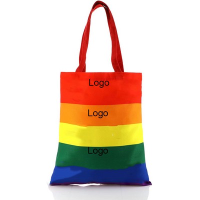 LGBT Pride Rainbow Shopping Canvas Tote Bag 13"x15"