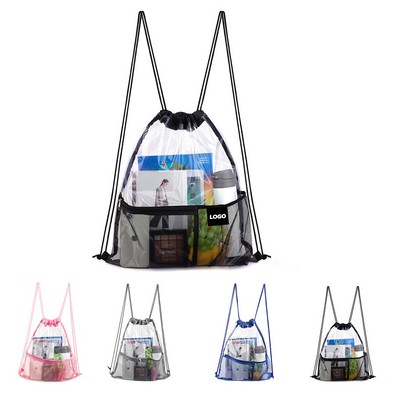 Clear Drawstring Backpack With Front Pocket