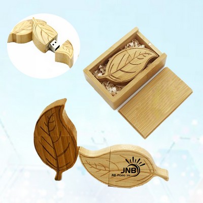 Wooden Leaf-Shaped USB Flash Drive