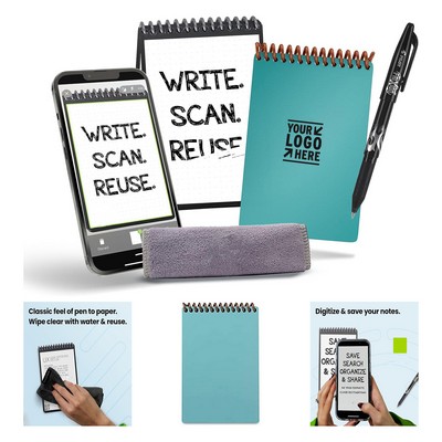 3.5 x 5.5" Reusable Dotted Grid Notebook with Pen and Cloth