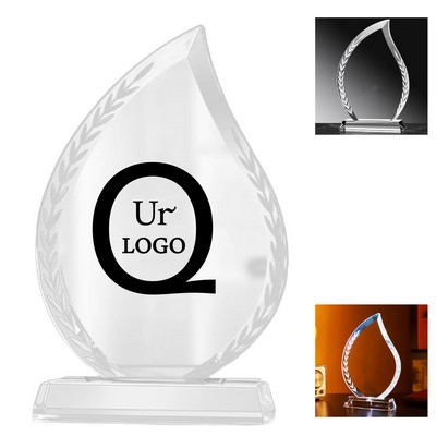 Leaf Shape K9 Crystal Award