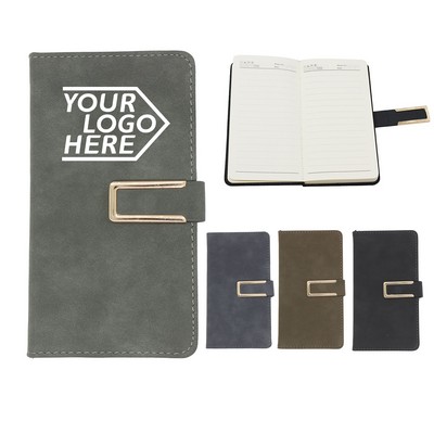 A6 Soft Leather Notebook W/ Magnet Button