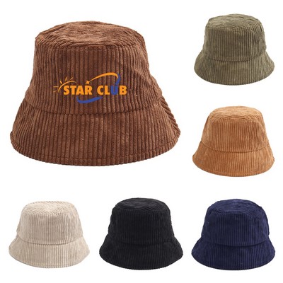 Autumn-Winter Warm Retro Solid Color Corduroy Bucket Hat
