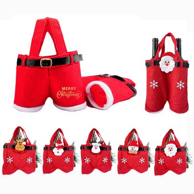 Christmas Santa Pants Wine Bottle & Gift Bags w/ Handle
