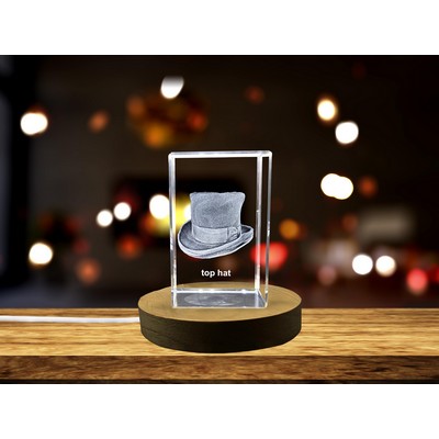 Debonair Top Hat Crystal Trophy Award w/LED Base Light - Luxury Decor
