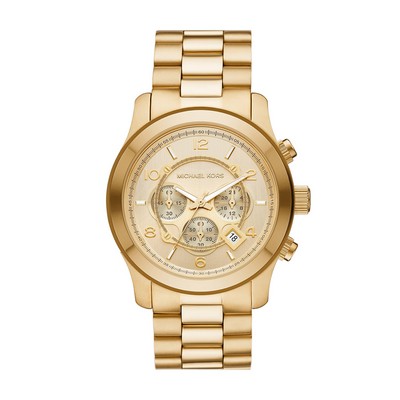 Michael Kors Men's Oversized Runway Chronograph Gold-Tone Stainles Steel Watch Gold Dial