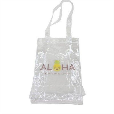 Heat Sealed Clear PVC Tote Bag With Plastic Handle