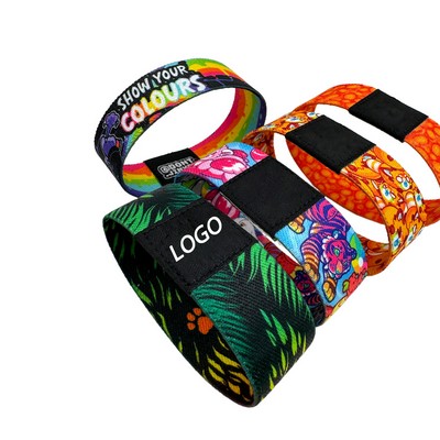 3/5" Sublimated Elastic Event Wristband W/Woven Label