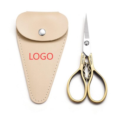 Beige PU Leather Snap-Button Scissor Sheath