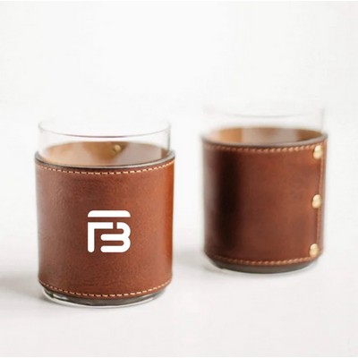 Personalized Leather Glass Cup Sleeve