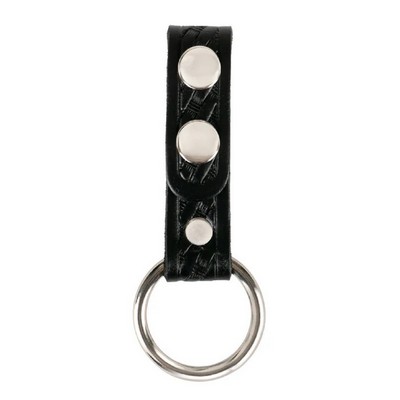 Basket Weave Leather Ring Baton Holder - Nickel Snaps