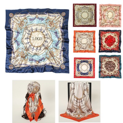 35" Printed Fake Silk Scarf