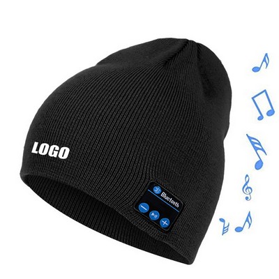 Music Knit Beanie Hat with Built In Headset