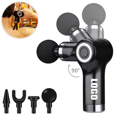 Foldable Muscle Vibration Massager Tool with 4 Speed Settings and Interchangeable Heads
