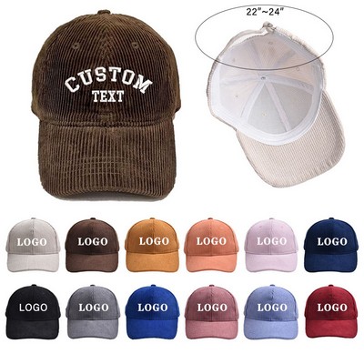 Unisex Vintage 6 Panel Corduroy Adjustable Baseball Cap