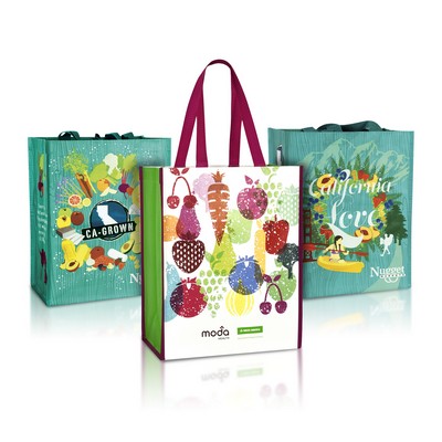 Custom Full-Color Laminated Woven Promotional Tote Bag (12"x15"x7")