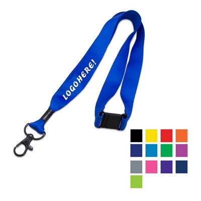 3/4" Custom Polyester Lanyard w/ Black Lobster Claw & Safety Breakaway