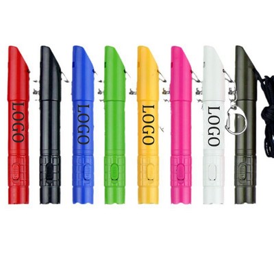 3-in-1 Custom Multi-Function LED Flashlight Whistle Keychain