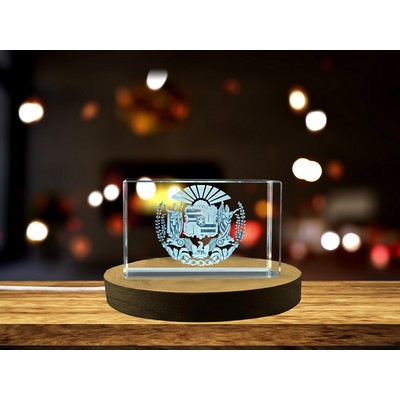 Hawaii State Coat of Arms 3D Engraved Crystal Trophy Award