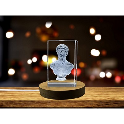 Marcus Antonius Caesar 3D Engraved Crystal Trophy Award w/LED Base - Gift for History Lovers