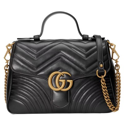 Gucci Gg Marmont Small Black Top Handle Bag