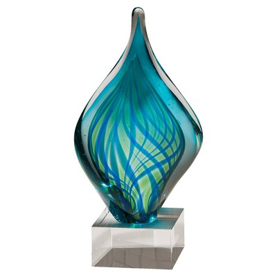 8 3/4" Blue and Green Twist Art Glass