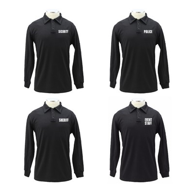 Tactical Performance Long Sleeves Black Polo Shirt With Id