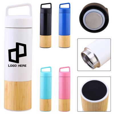 20Oz. Bamboo-Based Insulated Water Bottle W/ Handle