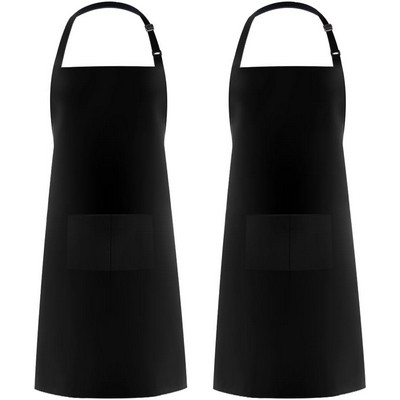Adjustable Bib Apron Waterdrop Resistant with 2 Pockets Cooking Kitchen Aprons