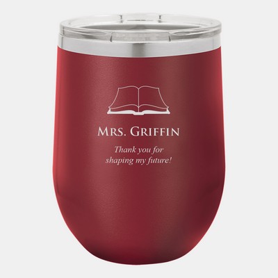 Polar Camel Vacuum Maroon Insulated Stemless Wine Tumbler with Lid, 12oz