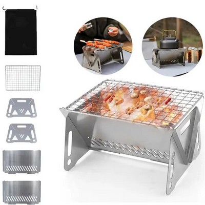 Foldable Portable Grill & Wood Stove for Outdoor Cooking