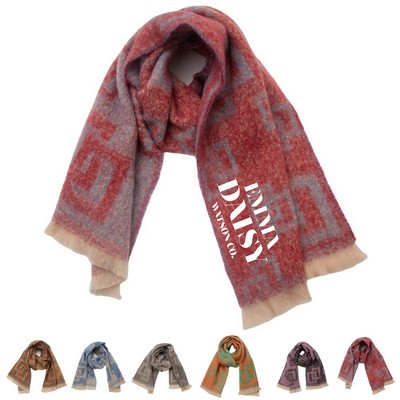 Cozy Fringed Chunky Winter Scarf - Soft Cashmere Feel, Skin-friendly, Comfortable Wrap