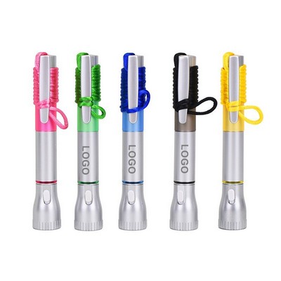 Flashlight with Pen and Lanyard