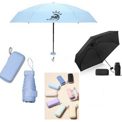 Mini Travel Sun and Rain Umbrella with Six-fold Design for Easy Carry Small Compact UV Umbrella