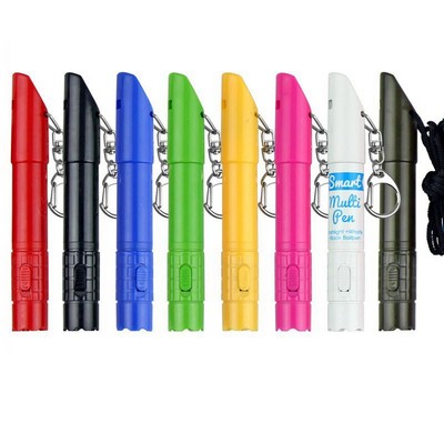 Camping Whistle Ballpoint Pen with Flashlight