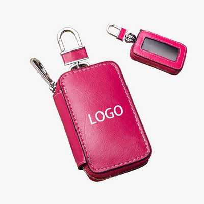 Genuine Leather Car Key Zipper Bag