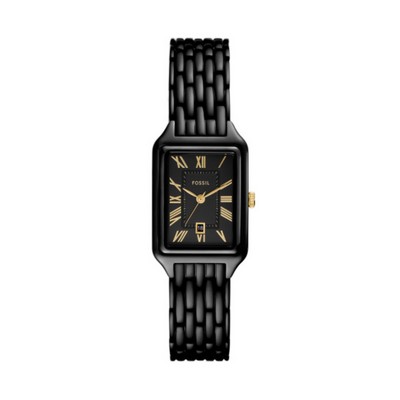 Raquel Three-Hand Date Black Stainless Steel Watch